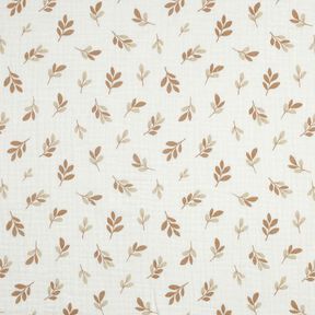 Mušelín / dvojitá mačkaná tkanina Větvičky | Poppy Fabrics – slonová kost/mocca, 