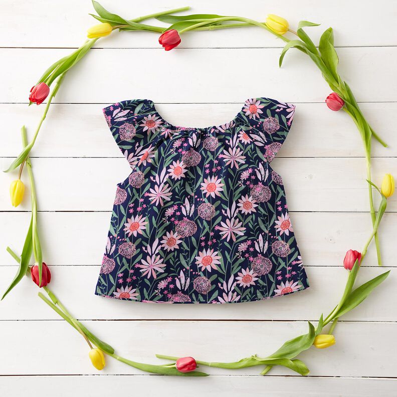 Bavlněný popelín velké luční květiny digitální potisk | Poppy Fabrics – noční modrá,  image number 6