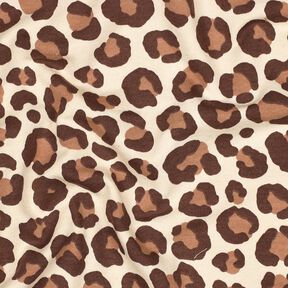 Teplákovina počesaná Leopard | Poppy Fabrics – kremová/tmavě hnědá, 
