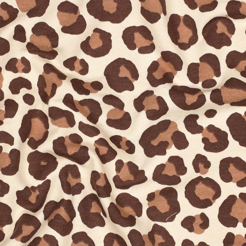 Teplákovina počesaná Leopard | Poppy Fabrics – kremová/tmavě hnědá,  image number 2