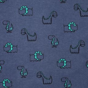 Bavlněný flanel Drzí dinosauři | Poppy Fabrics – džínově modrá/smaragdově zelená, 