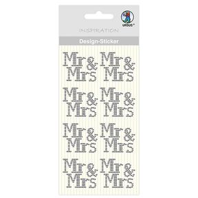 Designová nálepka Mr & Mrs [ 8 ks ] – stříbrná kovový, 