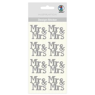 Designová nálepka Mr & Mrs [ 8 ks ] – stříbrná kovový, 