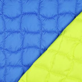 Prošívaná látka Zvlněné čtverce – královská modr/zelená neonová, 
