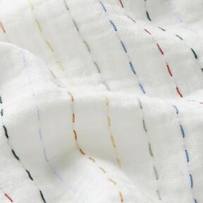 Mušelín / dvojitá mačkaná tkanina Barevné proužky – vlněná bílá, 