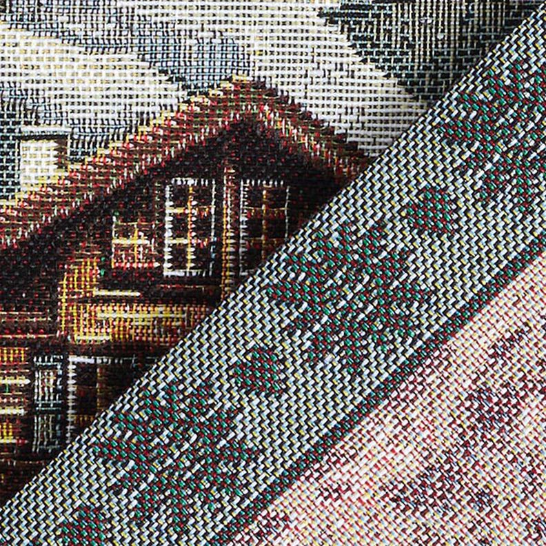 Dekorační panel Gobelín Jelen a horská chata – hnědá/zelená,  image number 4