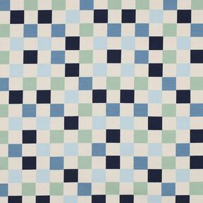 Bavlněný žerzej Károvaná | Poppy Fabrics – přírodni/modrošedá, 