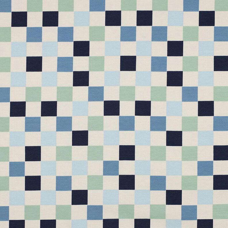 Bavlněný žerzej Károvaná | Poppy Fabrics – přírodni/modrošedá,  image number 1