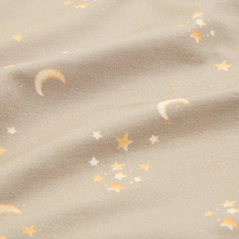 Bavlněný žerzej Hvězdné nebe digitální potisk – taupe (šedohnědá),  image number 2