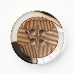 4dírkový knoflík s vzhledem rohoviny [Ø 20 mm] – mocca, 