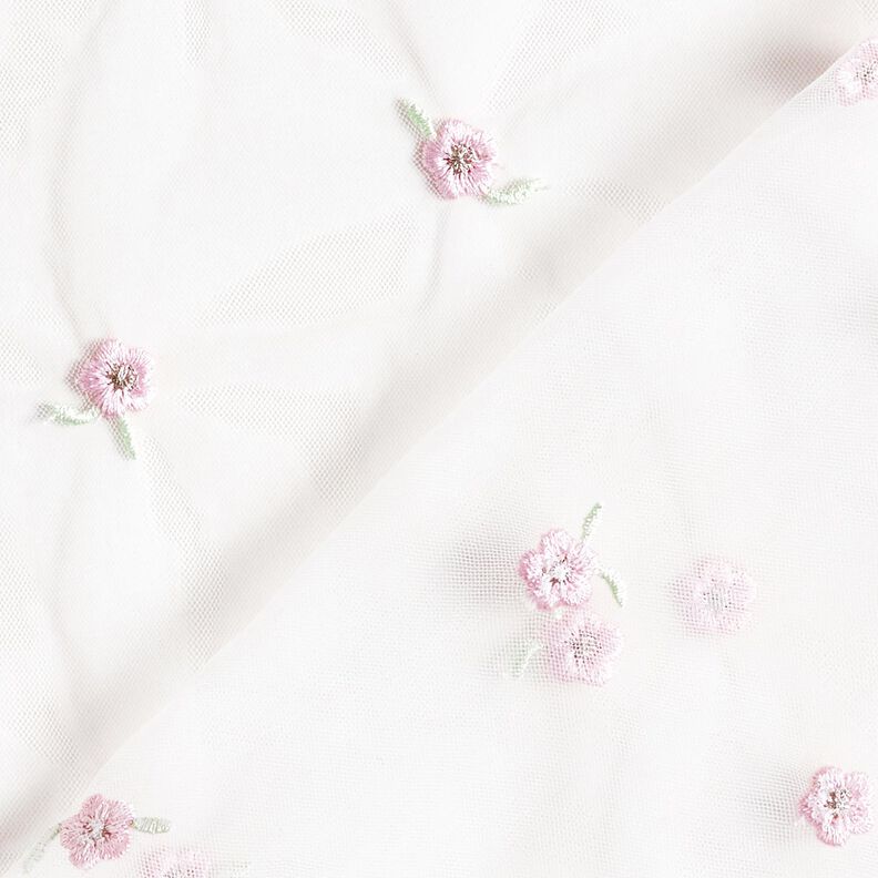 Jemná síťovina vyšívané květiny – bílá/rose,  image number 5