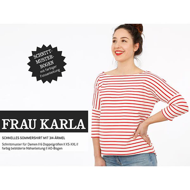 FRAU KARLA – letní tričko s 3/4 rukávem, Studio Schnittreif  | XS -  XXL,  image number 1