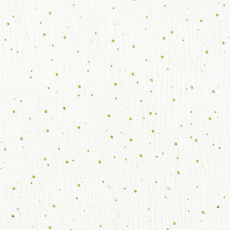 Bavlněný mušelín Rozptýlené zlaté tečky – bílá/zlatá,  image number 1