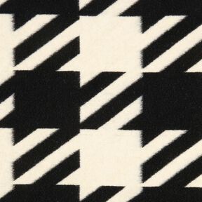Kabátový úplet velký houndstooth – černá/vlněná bílá, 