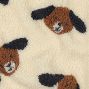 Plyš teddy Psí hlavy | Poppy Fabrics – světle béžová/černohnědá, 