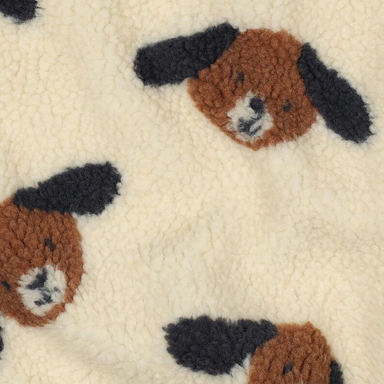 Plyš teddy Psí hlavy | Poppy Fabrics – světle béžová/černohnědá, image number 2