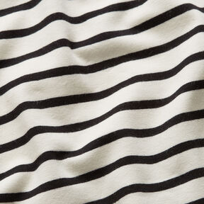 Bavlněný žerzej Široké a úzké pruhy – kremová/černá, 