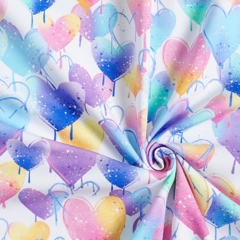 Bavlněný žerzej Graffiti srdce | Glitzerpüppi  – bílá/pestrý,  image number 3