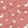 Bavlněný žerzej Husy na květinové louce | Poppy Fabrics – tmavě starorůžová/bílá,  thumbnail number 2