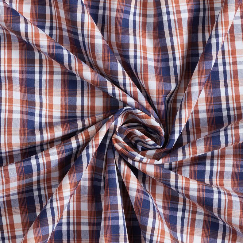Tkanina na košile klasické Karo – namornicka modr/mědená,  image number 3