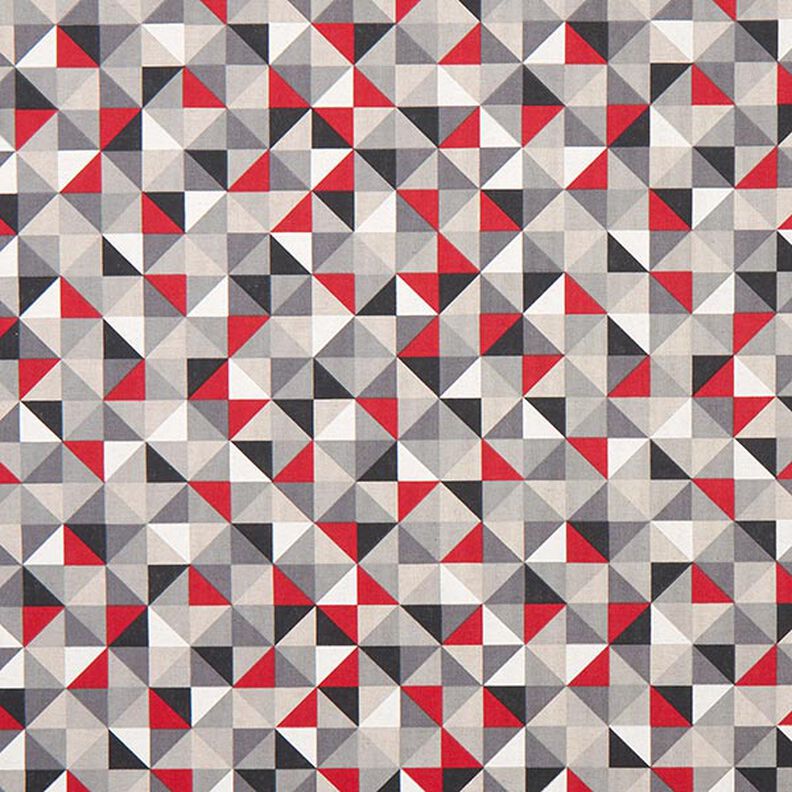 Dekorační látka Polopanama retro kosočtvercový vzor – červená/šedá,  image number 1