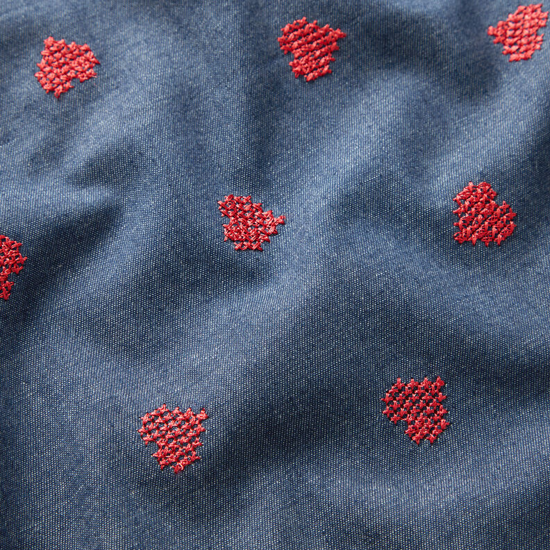 Šambré Srdíčka křížkovým stehem – džínově modrá,  image number 2