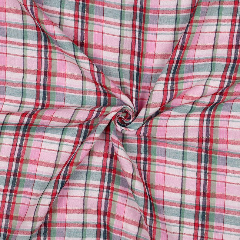 Mušelín / dvojitá mačkaná tkanina Lurex Kostka | Poppy Fabrics – rose/zlatá metalická,  image number 3