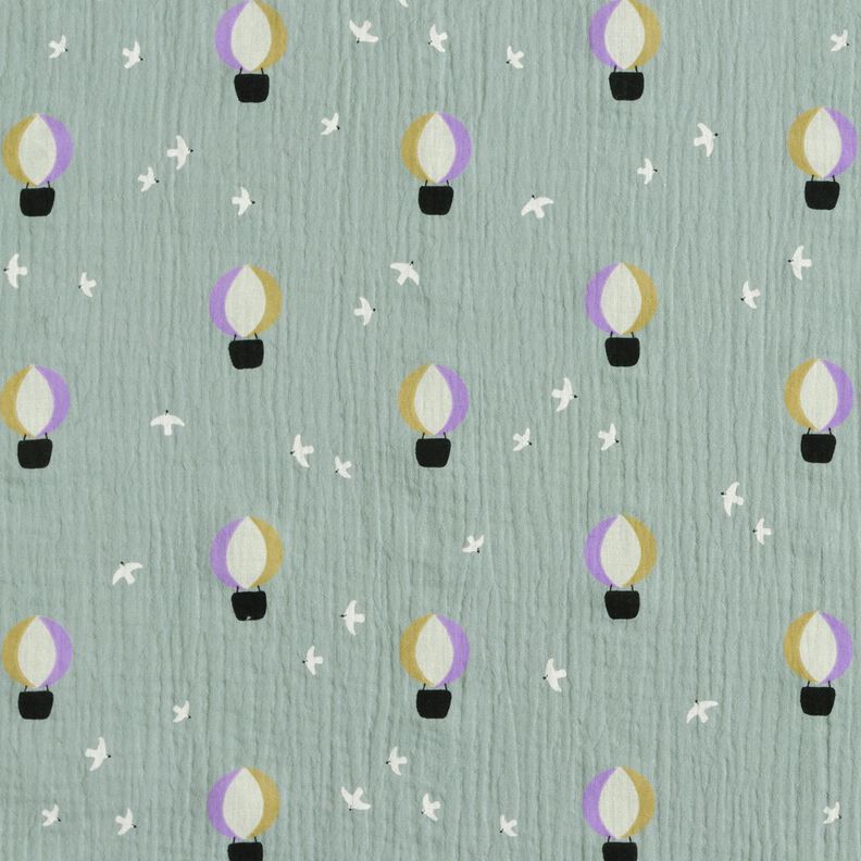 Mušelín / dvojitá mačkaná tkanina Balóny | Poppy Fabrics – rákosove zelená,  image number 1