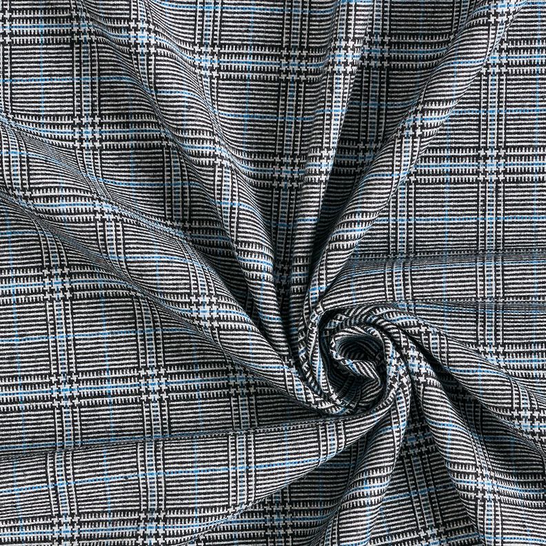 Směs s viskózou Abstraktní Glencheck – královská modr/černá,  image number 3