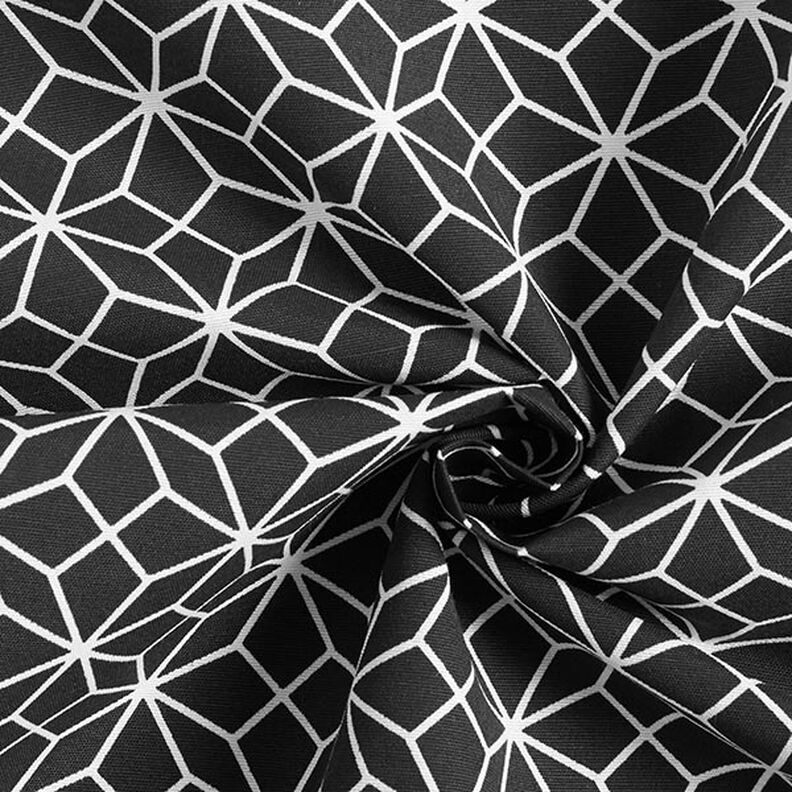 Dekorační látka Plátno Kaleidoskop – černá/bílá,  image number 3