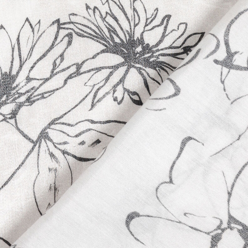Viskóza mix metalický lesk květinová kresba – bílá/černá,  image number 5