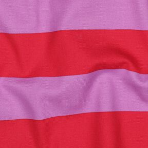 Dekorační látka Plátno Veselé pruhy – pastelově fialová/chili, 