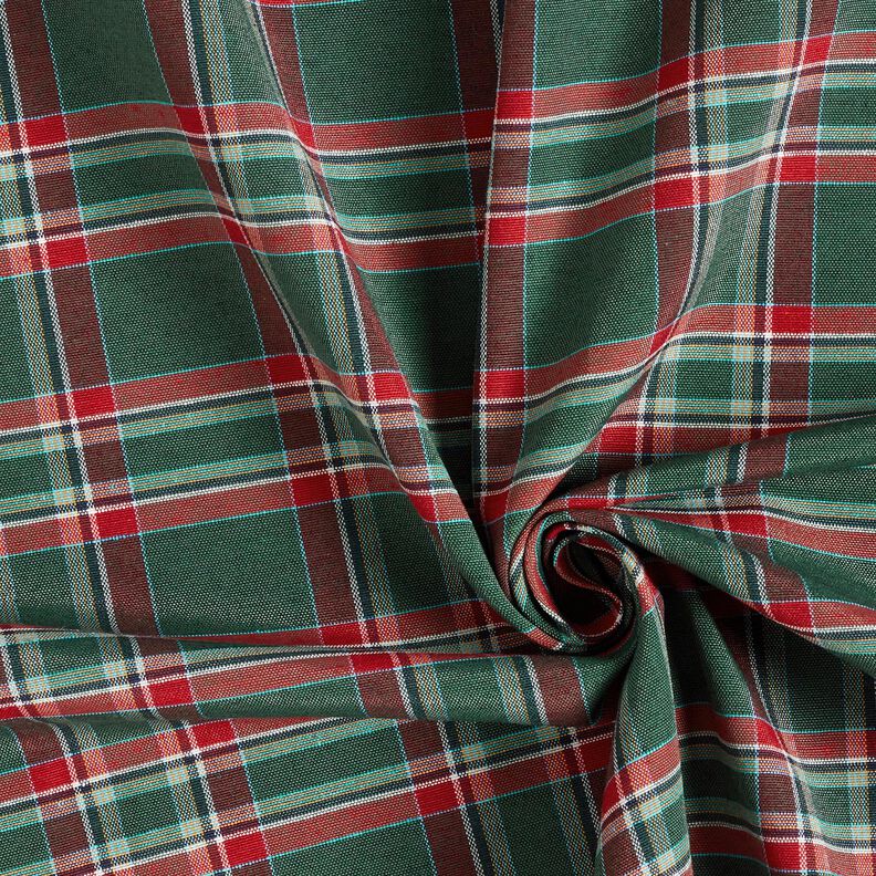 Dekorační látka Žakár Klasické kostky – jedlově zelená/karmínově červená,  image number 3