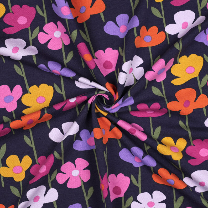 Francouzské froté letní teplákovina Barevné květiny | Poppy Fabrics – namornicka modr,  image number 3