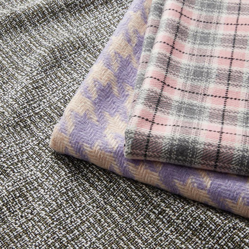 Hrubě tkaná kabátová látka typu houndstooth – béžová/šeříková,  image number 5