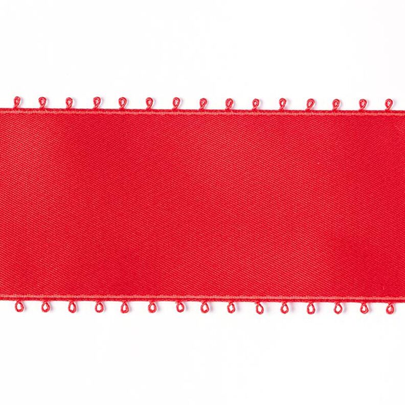 Saténová stuha s pikotkovým okrajem - červená,  image number 1