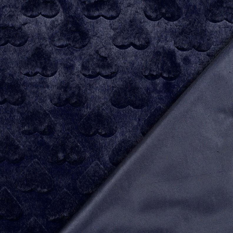 Umělá kožešina Srdíčka | Poppy Fabrics – černomodrá,  image number 4