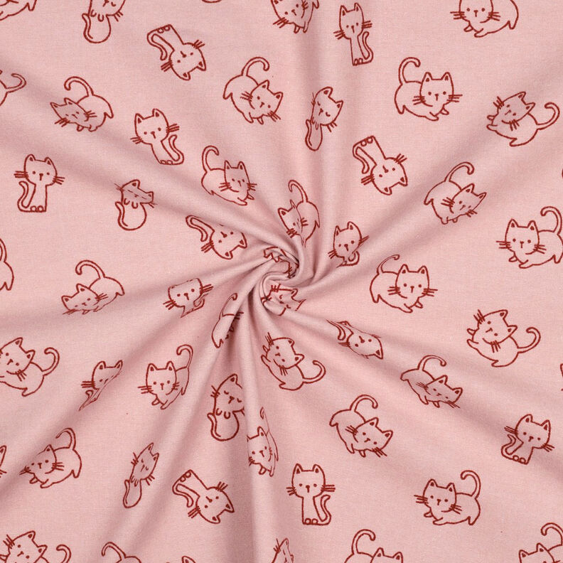 Bavlněný flanel Kočky | by Poppy – světle starorůžová/burgundská červená,  image number 3