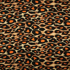 Viskózový žerzej Velké leopardí skvrny – hnědá/oranžová, 