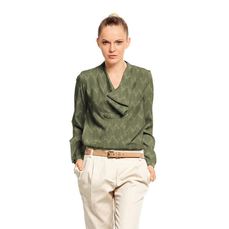 Jemný úplet Zlatý cikcak – khaki/zlatá metalická,  image number 5