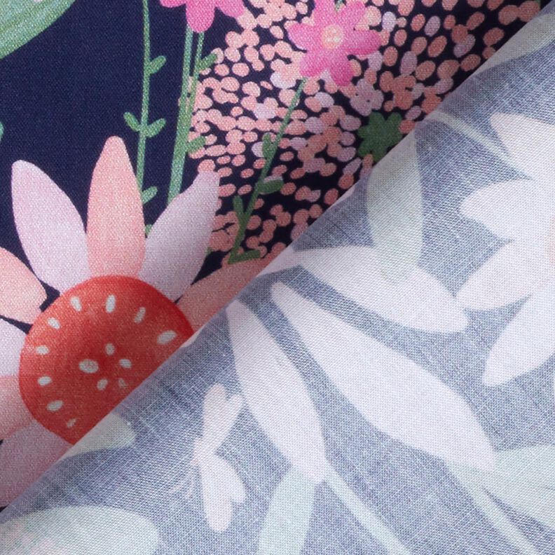 Bavlněný popelín velké luční květiny digitální potisk | Poppy Fabrics – noční modrá,  image number 4