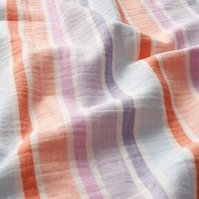 Mušelín / dvojitá mačkaná tkanina barevné pruhy příze | Poppy Fabrics – vlněná bílá/mix barev, 