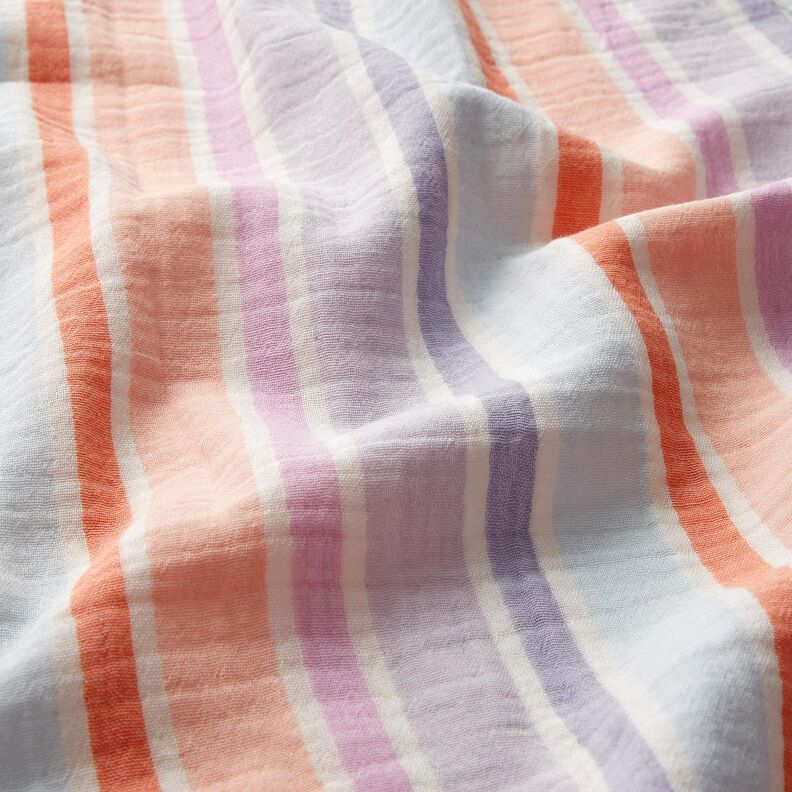 Mušelín / dvojitá mačkaná tkanina barevné pruhy příze | Poppy Fabrics – vlněná bílá/mix barev, image number 2