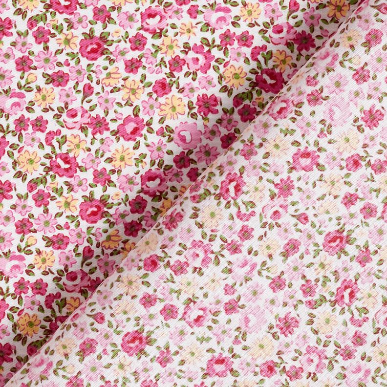 Bavlněný popelín Vzor millefleurs (drobné kvítky) – bílá/růžová,  image number 4