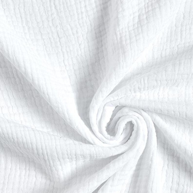 GOTS Třívrstvý bavlněný mušelín – bílá,  image number 1
