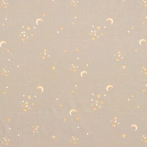 Bavlněný žerzej Hvězdné nebe digitální potisk – taupe (šedohnědá), 