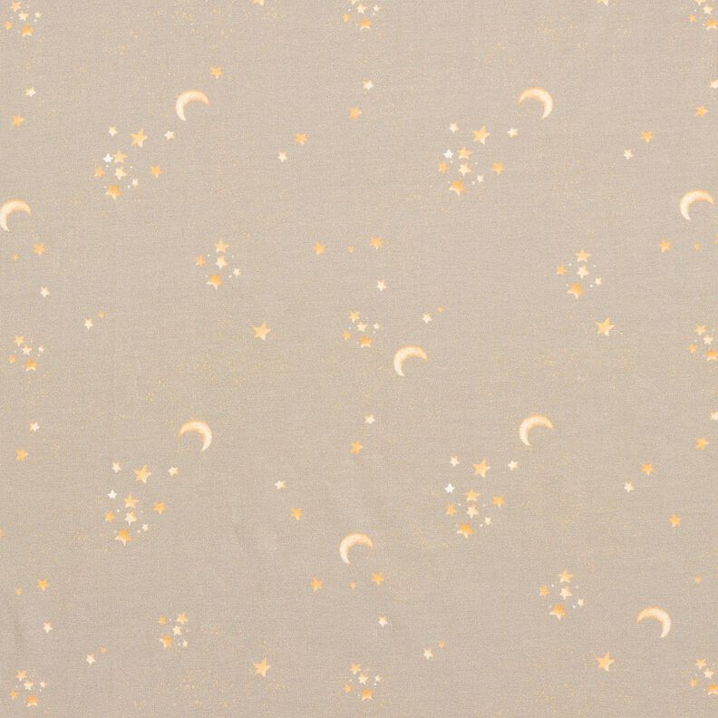 Bavlněný žerzej Hvězdné nebe digitální potisk – taupe (šedohnědá),  image number 1