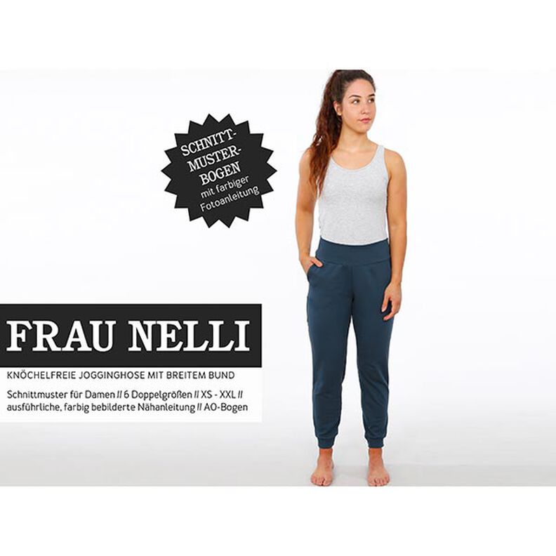 FRAU NELLI – tepláky nad kotník se širokým pasem, Studio Schnittreif  | XS -  XXL,  image number 1