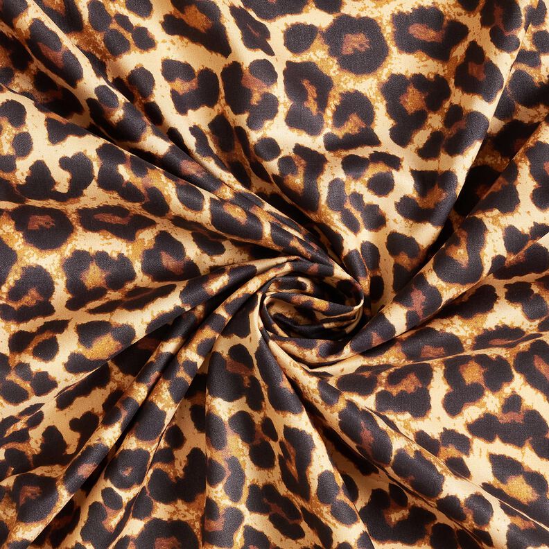 Viskózová tkanina Leopard – béžová/černá,  image number 3