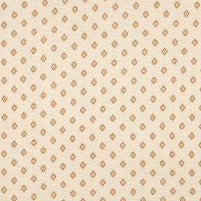 GOTS Mušelín / dvojitá mačkaná tkanina Boho diamantový vzor  | Poppy Fabrics – kremová/skořicová, 
